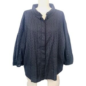 Evereve Black Eyelet Blouse